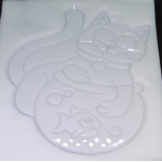 mal raamhanger poesje met vissenkom